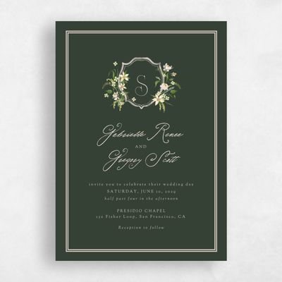 Deep Forest, Green Wedding Invitation - Erica Portrait