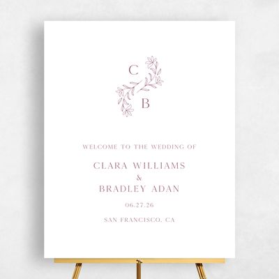 Deep Magenta, Red Wedding Sign - Creston Portrait