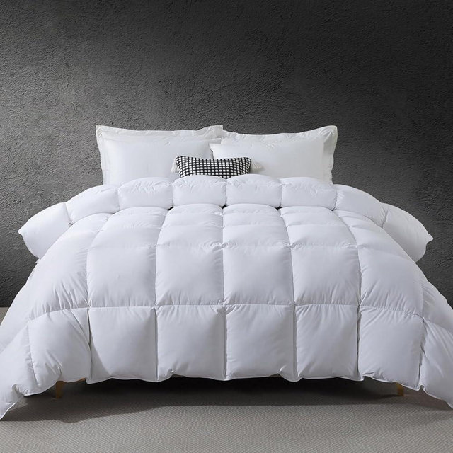 BedTreat Luxury Goose Down Comforter King Size,Premium Hotel collecton Duvet Insert for All Seasons with Ultra-Soft 100% Organic Cotton Cover and 8 Tabs,Fluffy and Medium Warmth(106"X90",White)