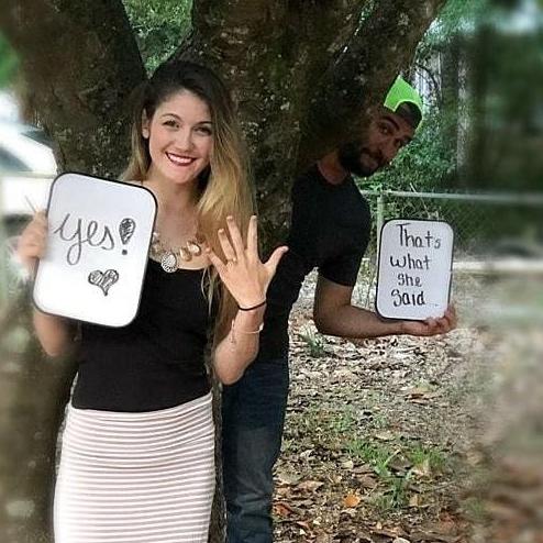 Our engagement announcement, of course we had to involve quotes from "The Office"