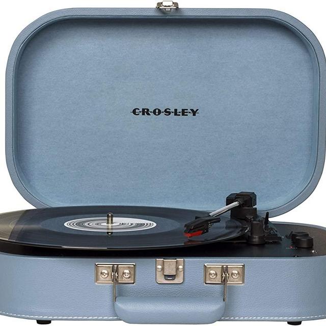 Crosley CR8009A-GLC Discovery Vintage Bluetooth 3-Speed Belt-Driven Suitcase Turntable, Glacier