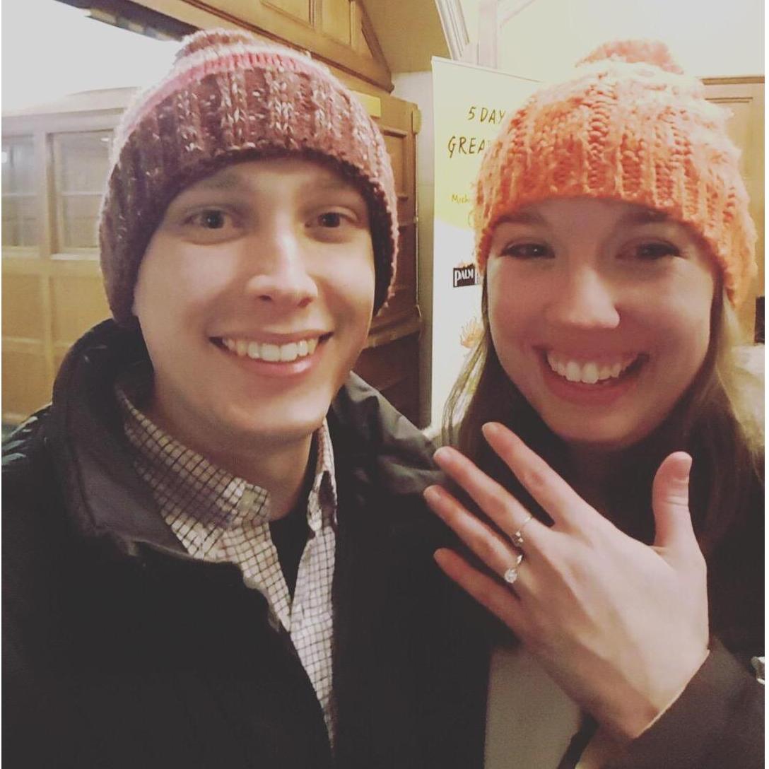 We snapped this picture in the Michigan League a few minutes after Trevor proposed on February 10, 2018. Such a happy night!