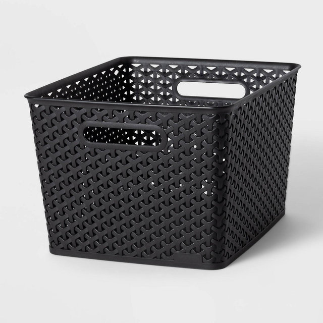 Large Y-Weave Decorative Storage Basket Black - Room Essentials™