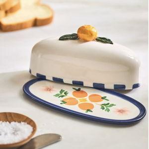 Valencia Citrus Stoneware Butter Dish