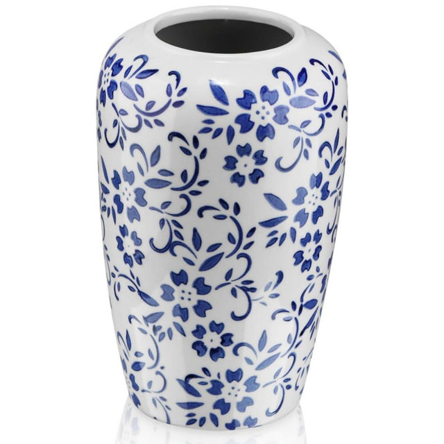 8.6" Blue and White Vase,Blue Vases Home Decor,Porcelain Vase, Ceramic Vintage Chinoiserie Decor,Home, Living Room, Dining Table, Bookshelf, Office Decor, Bedroom, Table, and Kitchen（Small）
