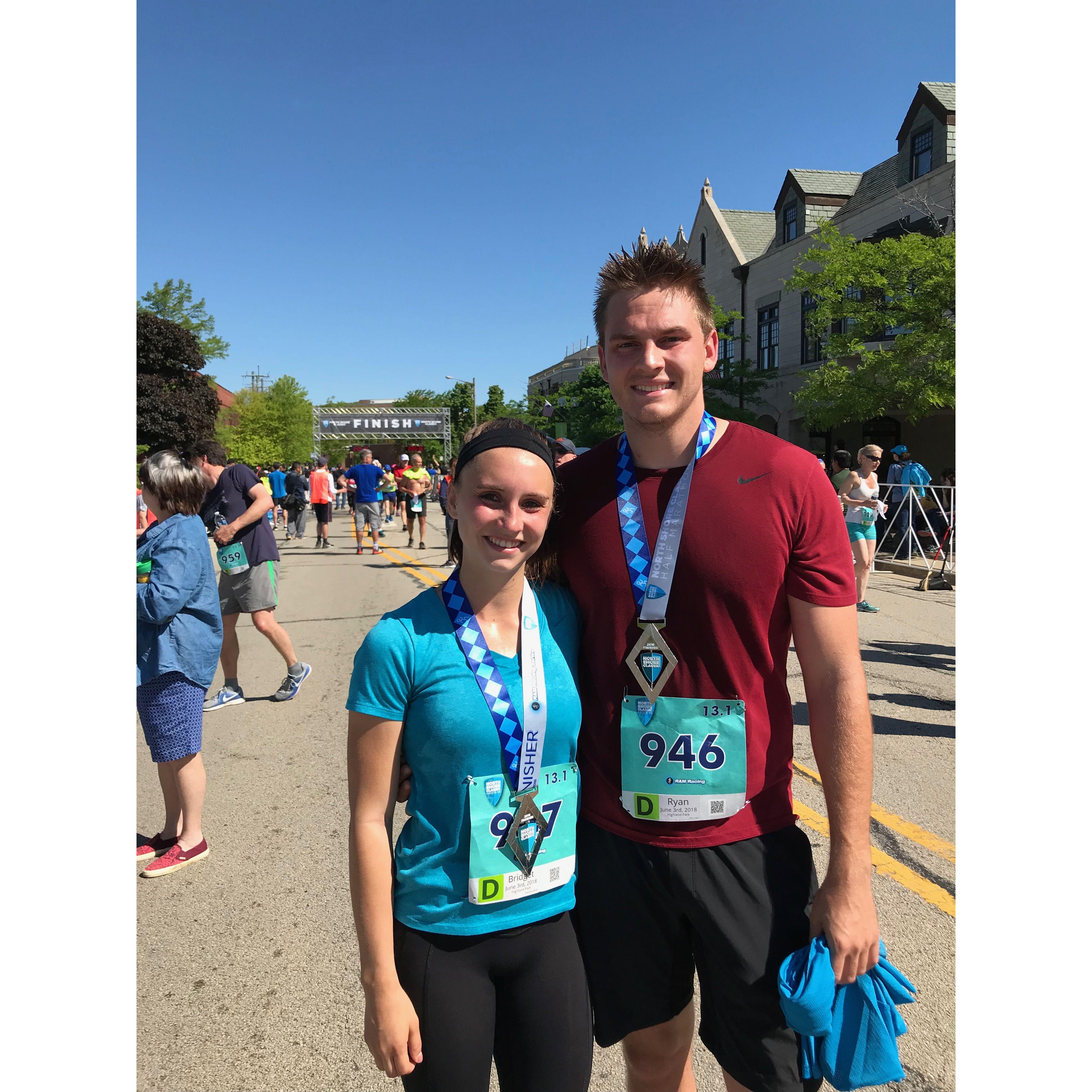 First half marathon together. Bridget won, obviously.