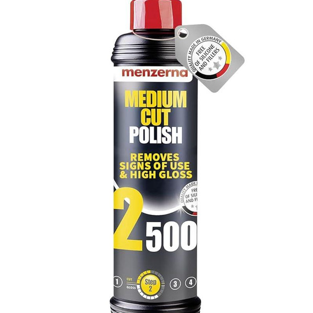 menzerna Medium Cut Polish 2500" I Abrasive Polishing Compound for Medium Scratches and Signs of Use I Buffing and Polishing Compound for Scratch Repair & a Glossy Finish I Silicone Free I 8 fl oz.
