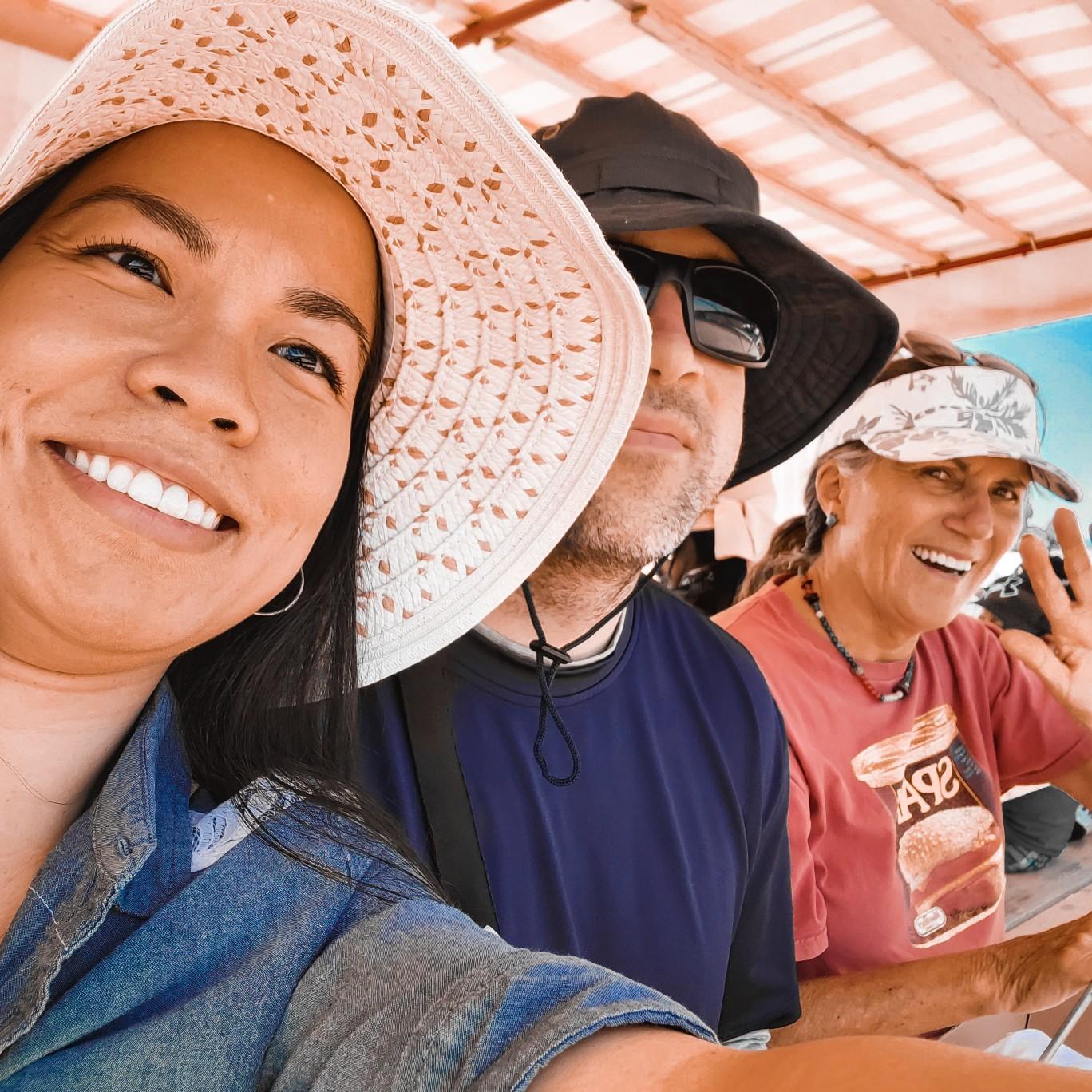 We are being pulled by a tractor and on our way to the strawberry farm in Arlington. Strawberry picking is best spent with family.