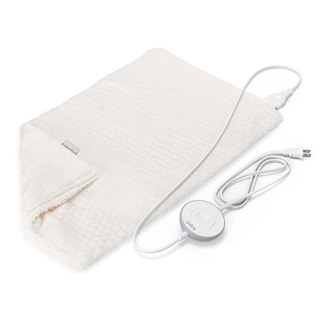 Pure Enrichment® PureRadiance™ Luxury Heating Pad for Cramps, Back, Neck, & Shoulder Pain Relief, Modern Design, Soft Faux Fur & Micromink, 6 Heat Settings, Machine Washable, 12” x 24”(Cloud)