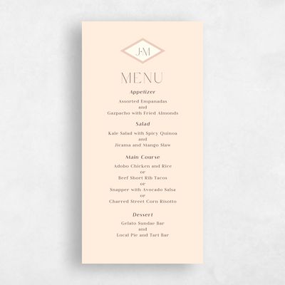 Buttercream, Orange Wedding Menu - Diamant