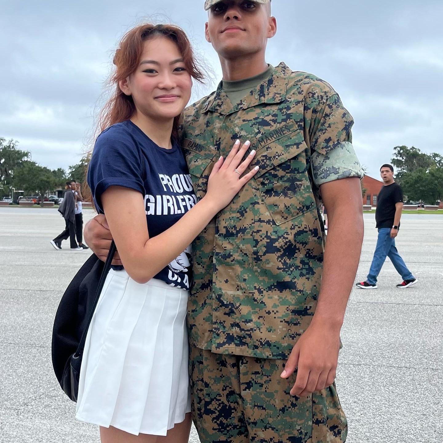 9/8/22: Joel and I could only communicate through letters while he was at bootcamp for 13 weeks. No phones or emails or anything. This was us seeing each other for the first time in 13 weeks 😮