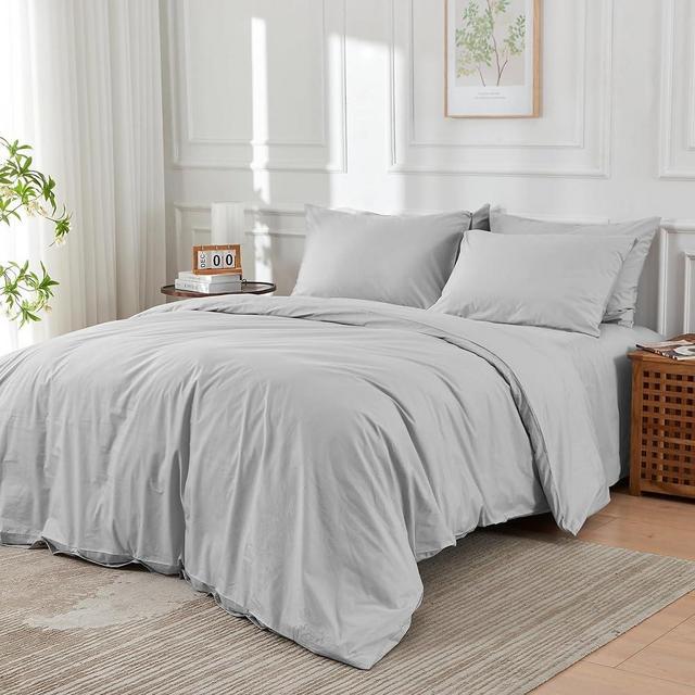 DOZ by SIJO 100% Long Staple Cotton Duvet Cover Set, Ultra Percale Cotton, Cool Crisp, Lightweight Breathable, 8 Loops, 3pc – 2 Pillowcases 1 Duvet Cover (Dove, King/Cal King)