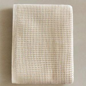 Beige Waffle Cotton Bath Towel