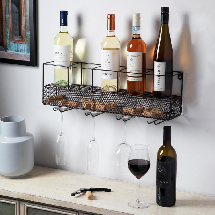 True, Wall Mounted Wire Wine Shelf & Cork Cage | Zola