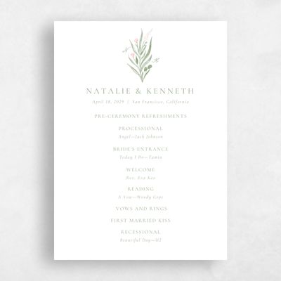 Multi-Colored Wedding Program - Arden