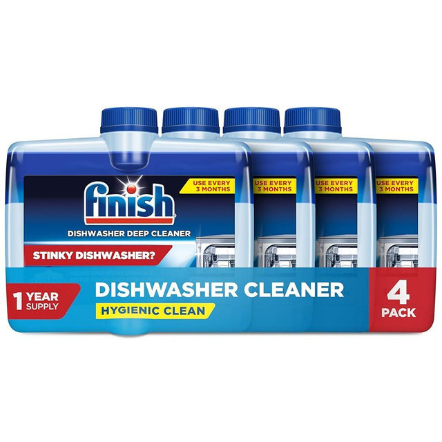 Finish Dishwasher Cleaner Liquid, Deep Cleans Hidden Grease & Limescale, Fights Odors & helps maintain Performance, 1 Year Supply, 8.45oz, 4 Bottle