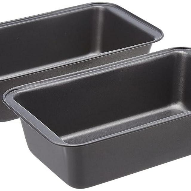 Amazon Basics Rectangular Baking Bread Loaf Pan, 9.5 x 5 Inch, Set of 2, Gray (Pack of 6)