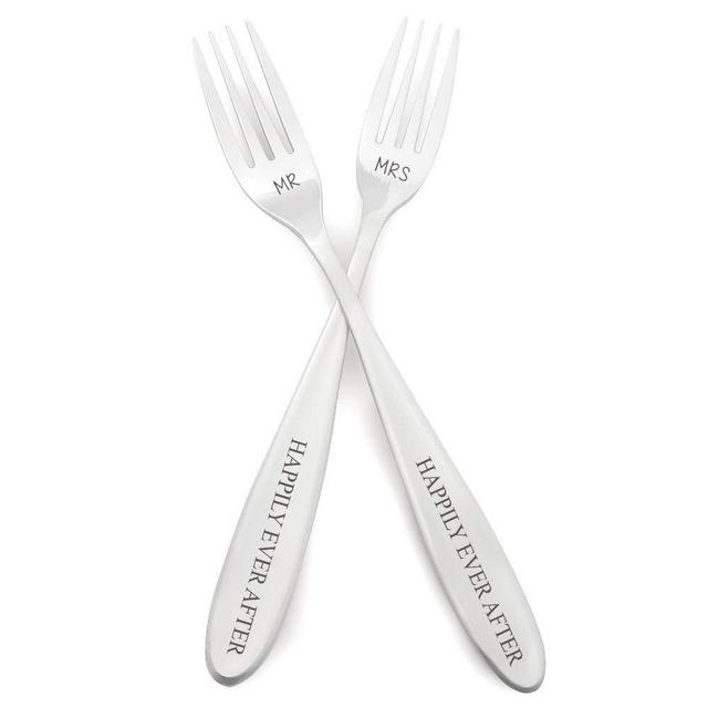 Wedding Gift - Mr and Mrs Fork Set - Classy and Elegant Gift for Beautiful Couples Anniversary, Engagement or Valentine's Present for Bride and Groom - His and Her
