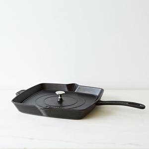 Staub Large Cast Iron Square Grill Pan and Press