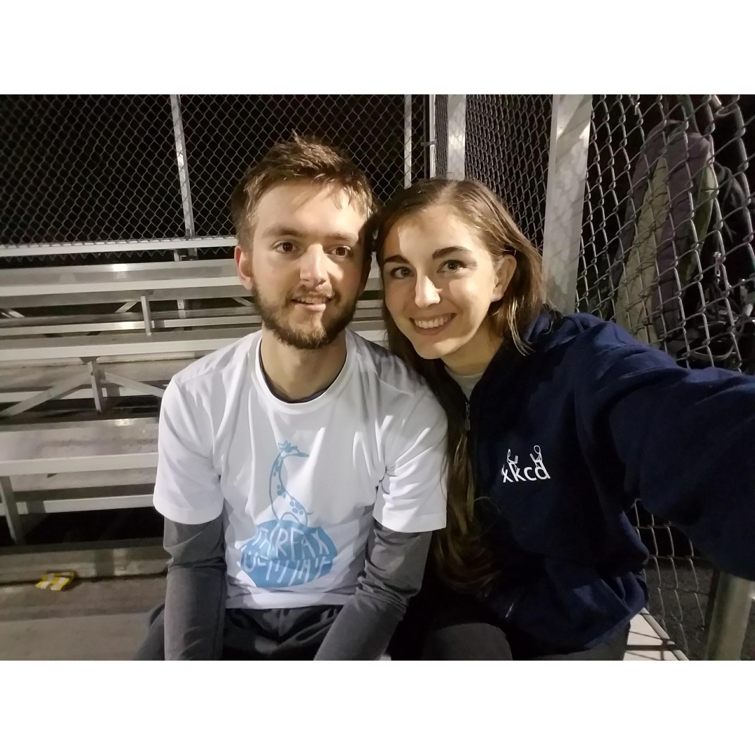 We met playing ultimate frisbee. And she's the ultimate catch!