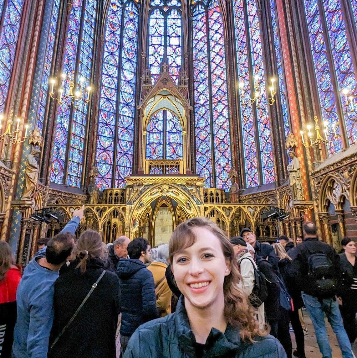 Cathleen's favorite building on our Europe trip was to a chapel filled with intricate stained glass.