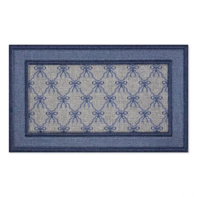 Apache Mills 1'6"x2'6" Premier Woven Bow Lattice Doormat Blue Pewter