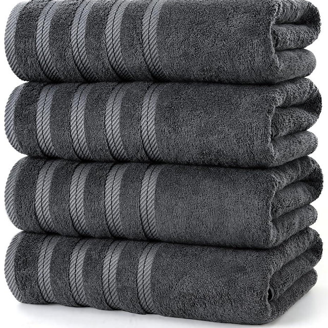 Utopia Towels 4 Pack Premium Extra Large Bath Towels Set, (30 x 60 Inches) 100% Ring Spun Cotton 500GSM, Lightweight and Highly Absorbent Quick Drying Towels, Perfect for Daily Use (Grey)