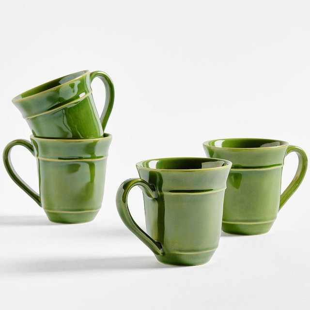 Cambria Stoneware Mugs, Set of 4 - Green