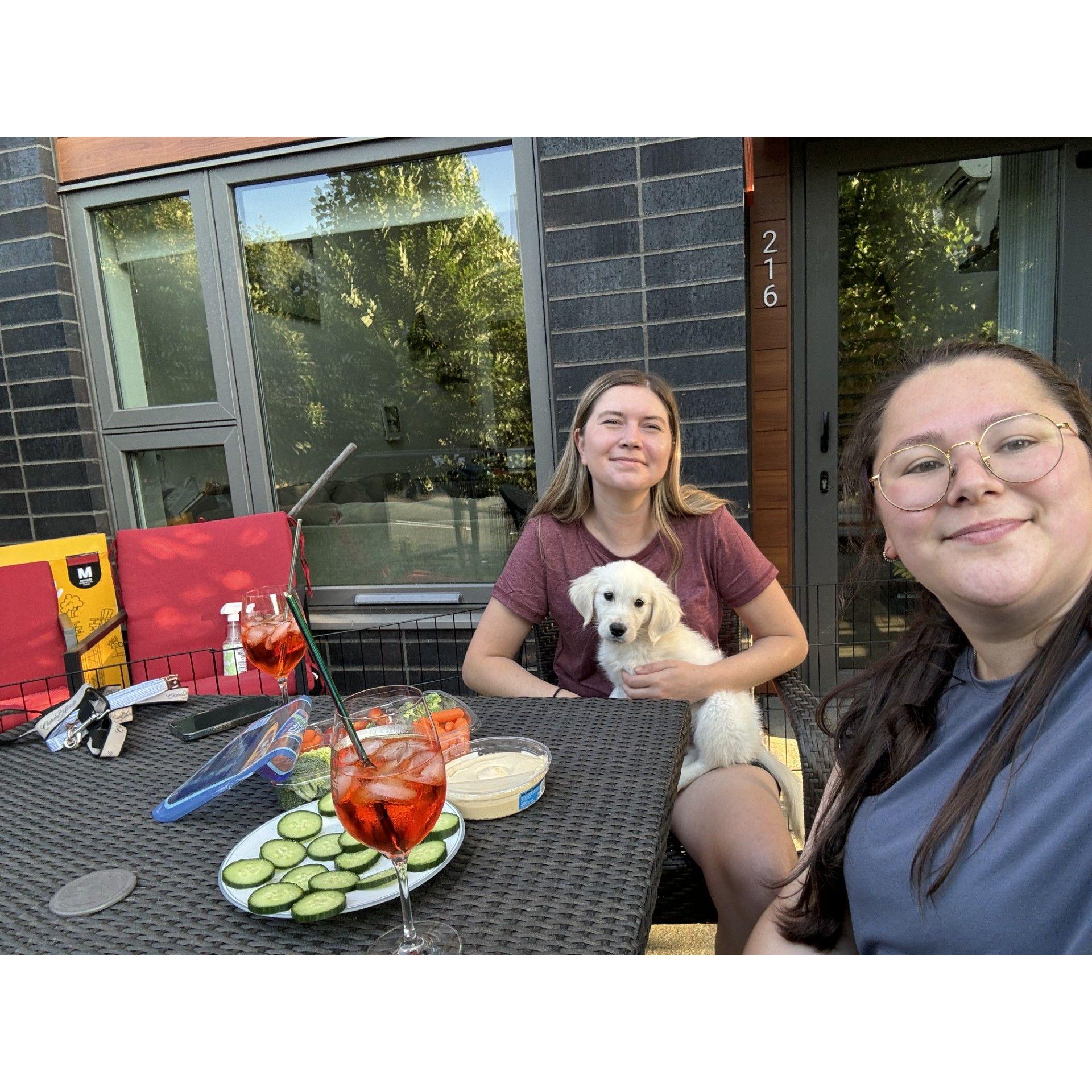 Snacks outside with Otis