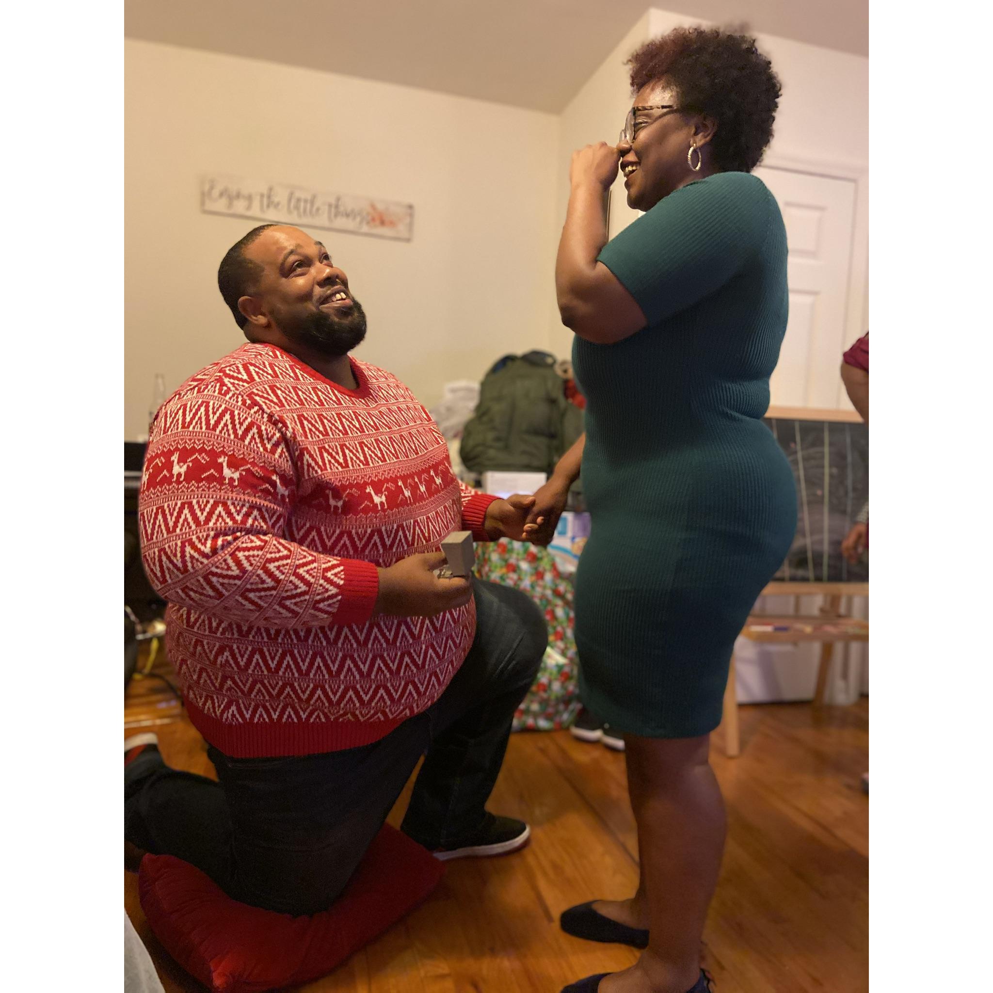He had bad knees but he said to me he would always get down on one knee to propose to me.