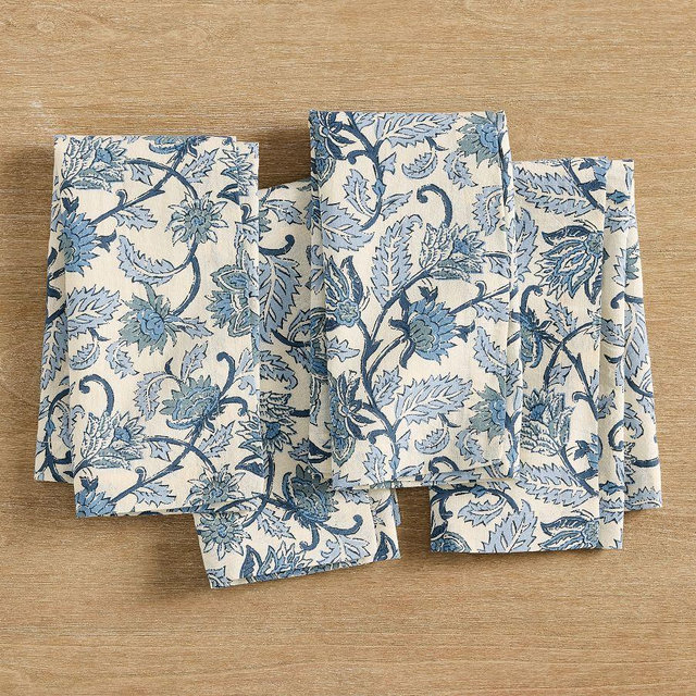 Briar Cotton/Linen Napkins, Set of 4 - Blue Multi