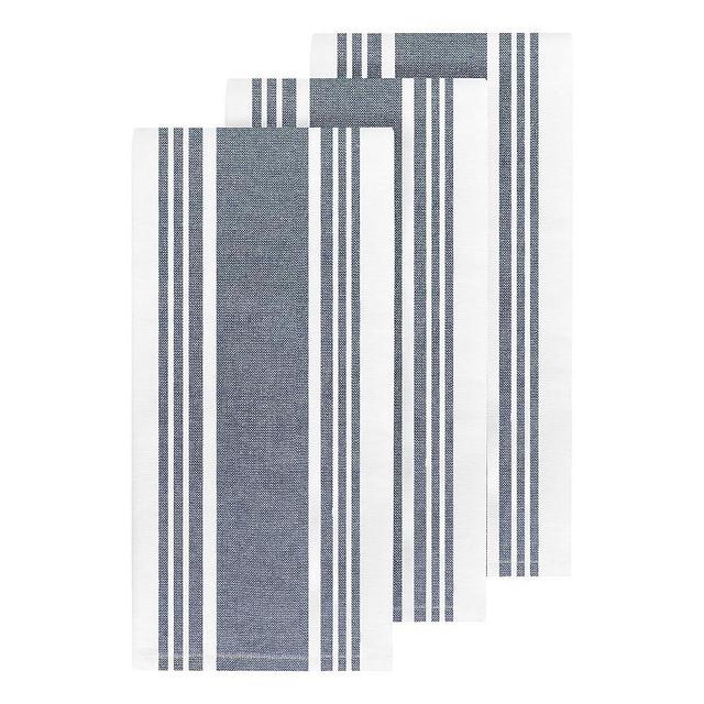 All-Clad Dish Towels Dual Purpose Reversible, 100% Absorbent Cotton, Kitchen Towels Set of 3 Striped, 17" x 30", 3-Pack Indigo Textiles