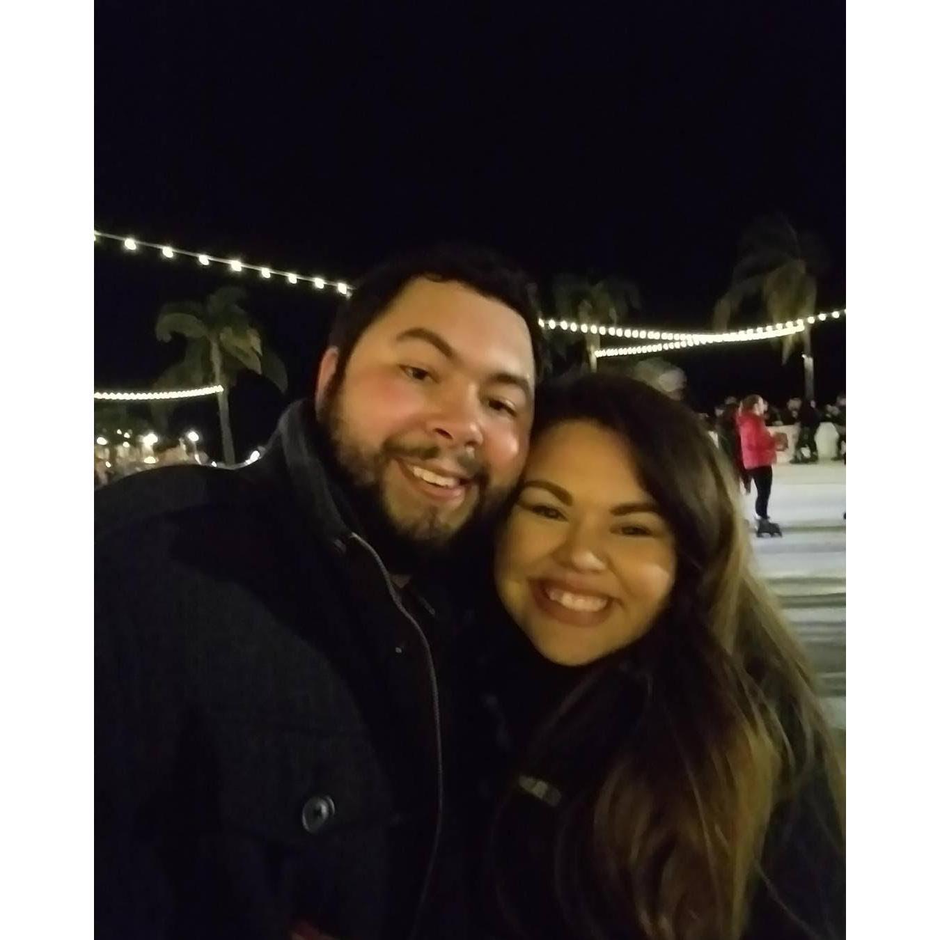 We first said "I love you" before this picture was taken. We were Ice Skating at the Hotel Del Coronado in San Diego,CA.