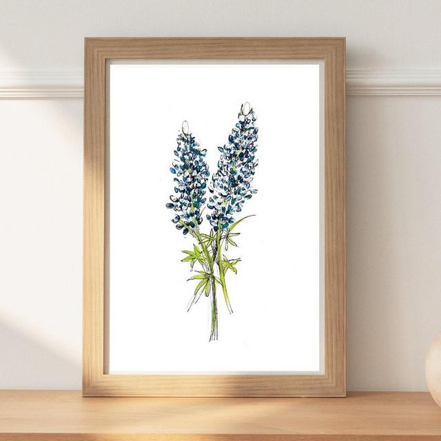 Bluebonnet Watercolor Sketch, Original Sketch Artwork, Bluebonnet Art, Floral Art, Texas Art, Flower Gift, Mother's Day Gift