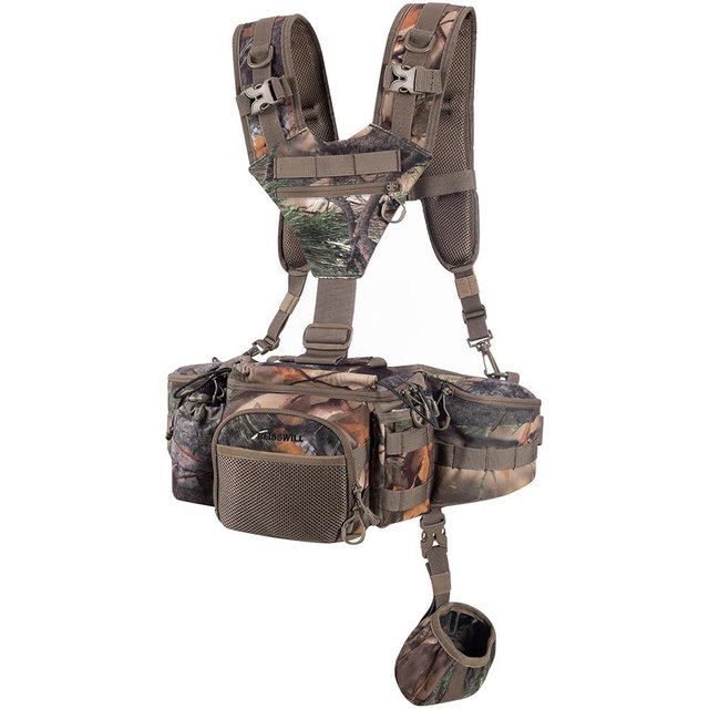 BLISSWILL Hunting Fanny Waist Pack with Harness Pouch，Shoulder-Supported Waist Pack， Hunting Backpack for Bow Rifle（New Leaf Camo）