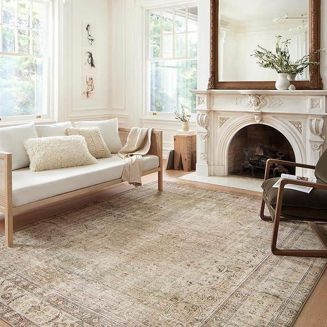 Loloi II Margot Collection MAT-01 Antique / Sage 5'-0" x 7'-6", .38" Thick, Area Rug, feat.CloudPile, Soft, Durable, Printed, Medallion, Low Pile, Non-Shedding, Easy Clean, Living Room Rug