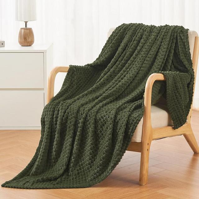Andency Dark Olive Green Soft Fleece Throw Blanket for Couch - Super Cozy Warm Flannel Decorative Blankets, Lightweight Plush Blanket for Bed Sofa, 50x60 Inches