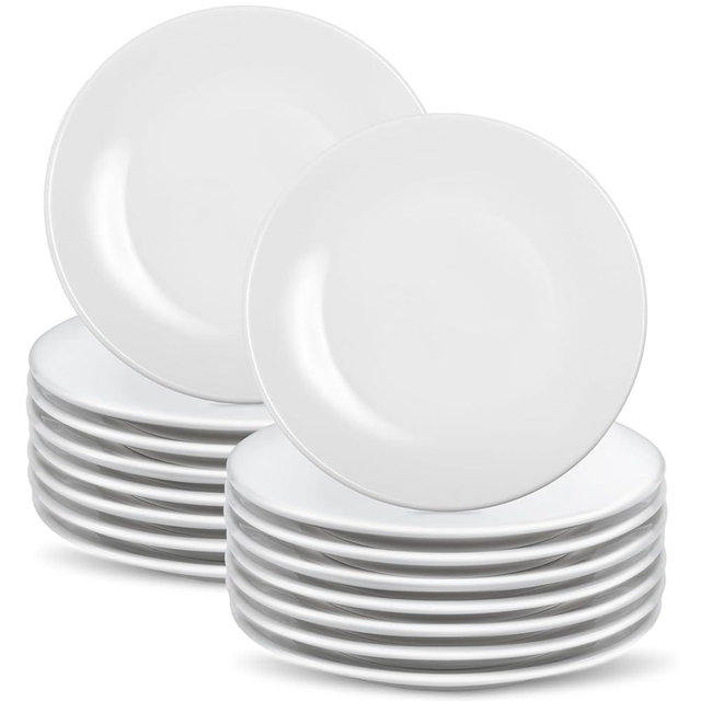 RAIHOMKIT 16 Pcs Porcelain Dessert Plates,6 inch White Appetizer Plates,Round Small White Plates,Small Plates for Appetizers,Ceramic Dessert Plate for Cake Snacks,Microwave Oven and Dishwasher Safe