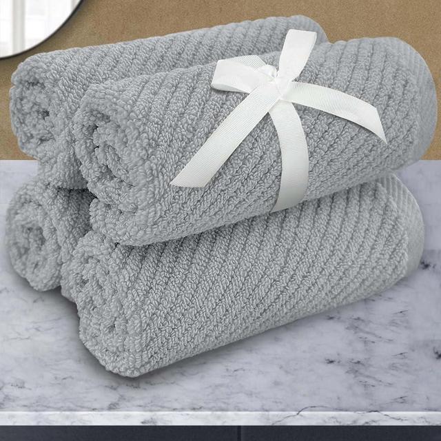 VOOVA & MOVAS Wash Cloths 13"x13" - 100% Cotton, Quick Dry | Soft | Thick, Bath Hand Towels Set of 4, Wash Cloths for Bathroom, Mothers Day Towels Gift, Gray | Grey