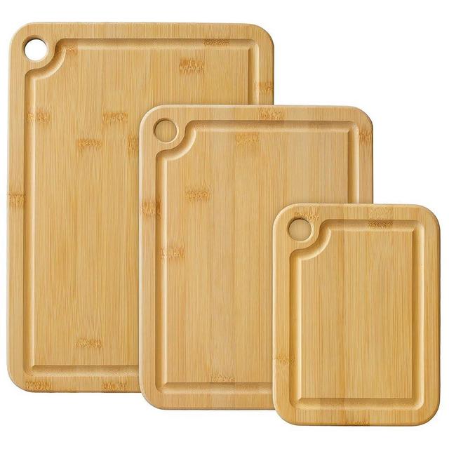Totally Bamboo 3-Piece Bamboo Cutting Board Set with Juice Grooves; 3 Assorted Sizes of Bamboo Wood Cutting Boards for Kitchen