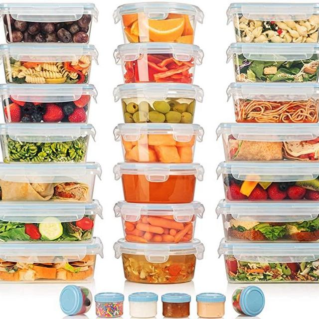 HUGE SET - 42 Pack - Food Storage Containers with Airtight Lids - Easy Snap Lock - Leak Proof Lunch/Bento Box - BPA Free - Freezer & Microwave Safe - Plastic Storage Container Set - by Shazo