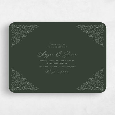 Green Rounded Wedding Invitation - Sequoia Frame