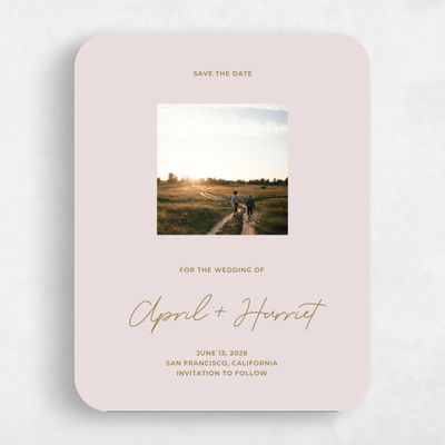 Pink Rounded Wedding Save the Date - Geneva Portrait