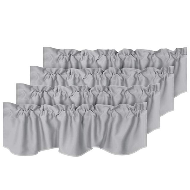 H.VERSAILTEX 4 Panels Blackout Curtain Valances for Kitchen Windows/Living Room/Bathroom Privacy Protection Rod Pocket Decoration Scalloped Winow Valance Curtains, 52" W x 18" L, Dove Gray