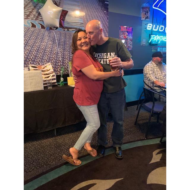 Engagement party. Theme was football college or NFL. MSU & ASU