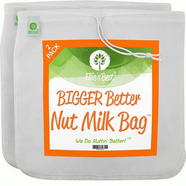 Pro Quality Nut Milk Bag - 2 XL12"X12" Bags - Commercial Grade Reusable All Purpose Food Strainer - Food Grade BPA-Free - Ultra Strong Fine Nylon Mesh - Nutmilk, Juices, Cold Brew - Recipes & Videos