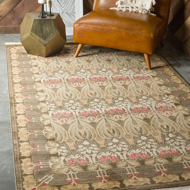 Unique Loom Edinburgh Collection Area Rug - Canmore (6' 1" x 9' Rectangle, Brown/ Light Blue)