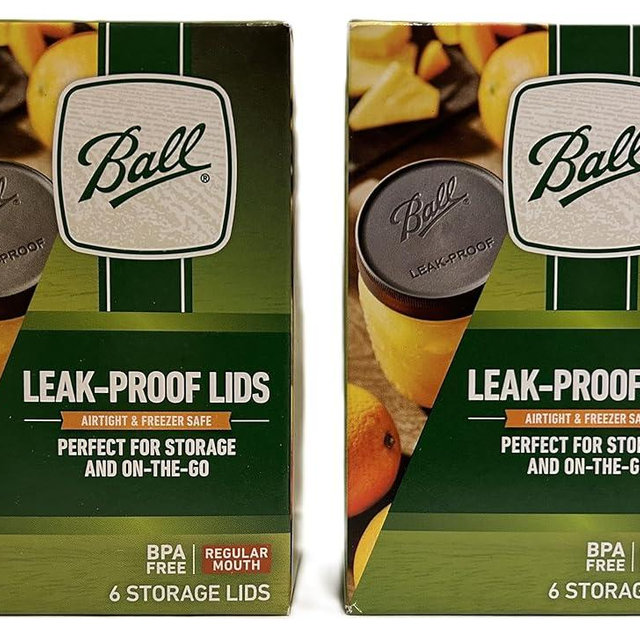Ball Leak-Proof Plastic Lids for Glass Mason Jars, Used for Canning, Pickling, Juice, Jam, Jelly (Regular, 6 Count (Pack of 2))
