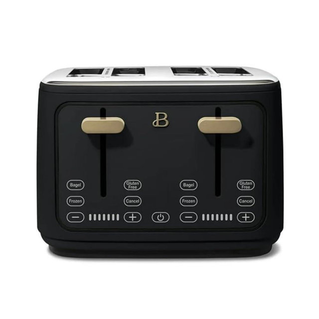 Beautiful 4-Slice Toaster by Drew Barrymore – Touch Display, Extra-Wide Slots, Bagel & Frozen Functions, Stainless Steel (Black Sesame)