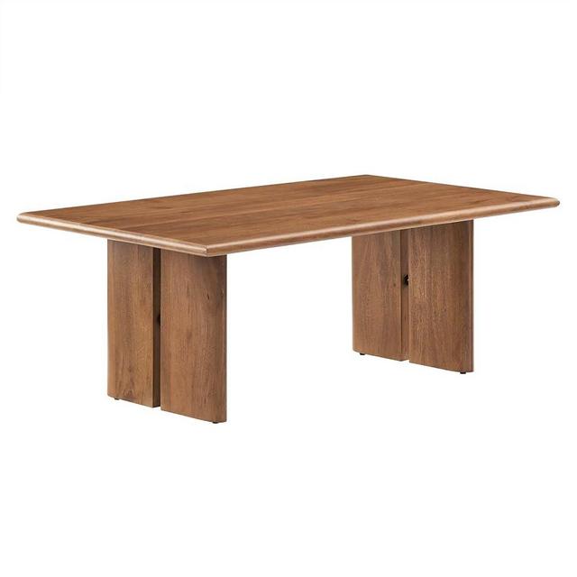 Modway Amistad 44" Rectangular Solid Wood Modern Farmhouse Coffee Table in Walnut